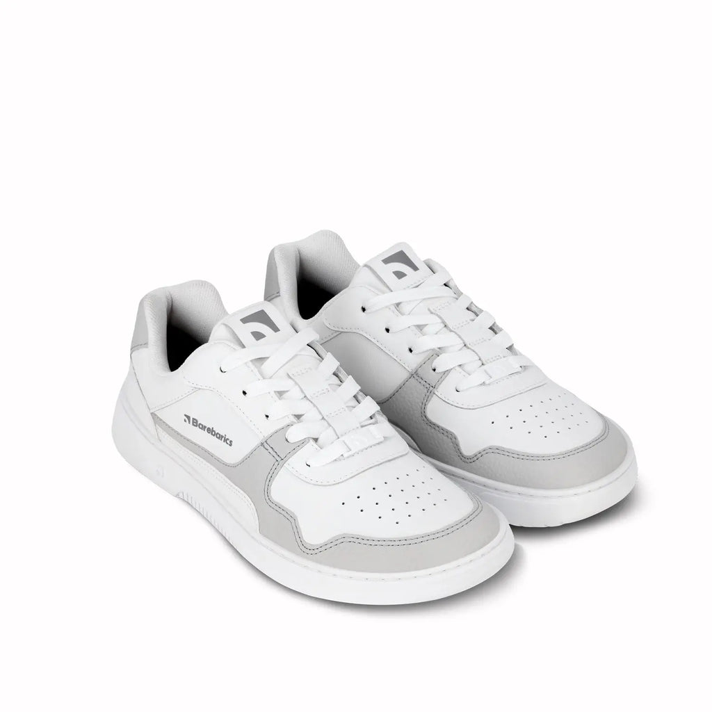 Barebarics - Cuir Zing Blanc & Gris Clair - Chaussures barefoot