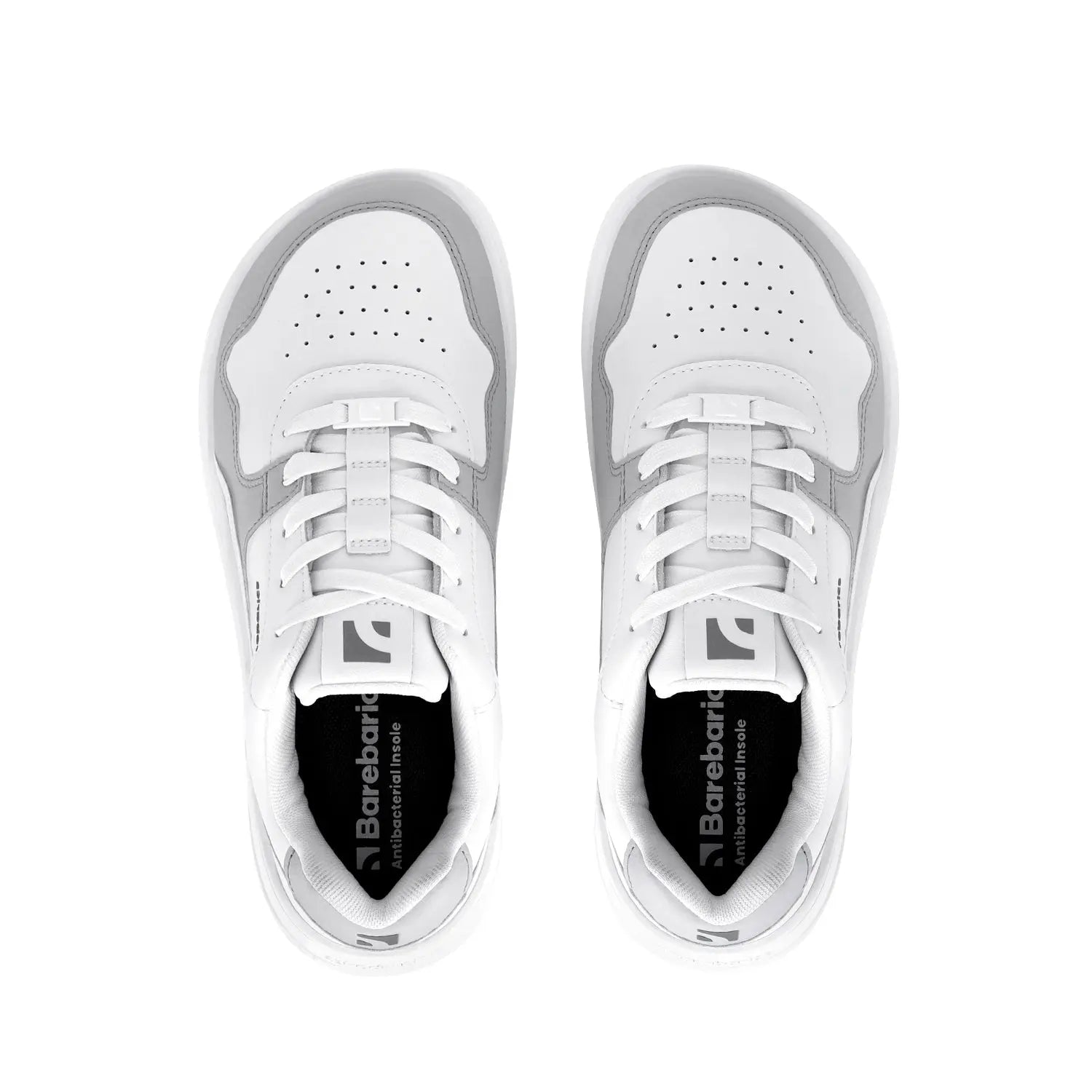 Barebarics - Cuir Zing Blanc & Gris Clair - Chaussures barefoot