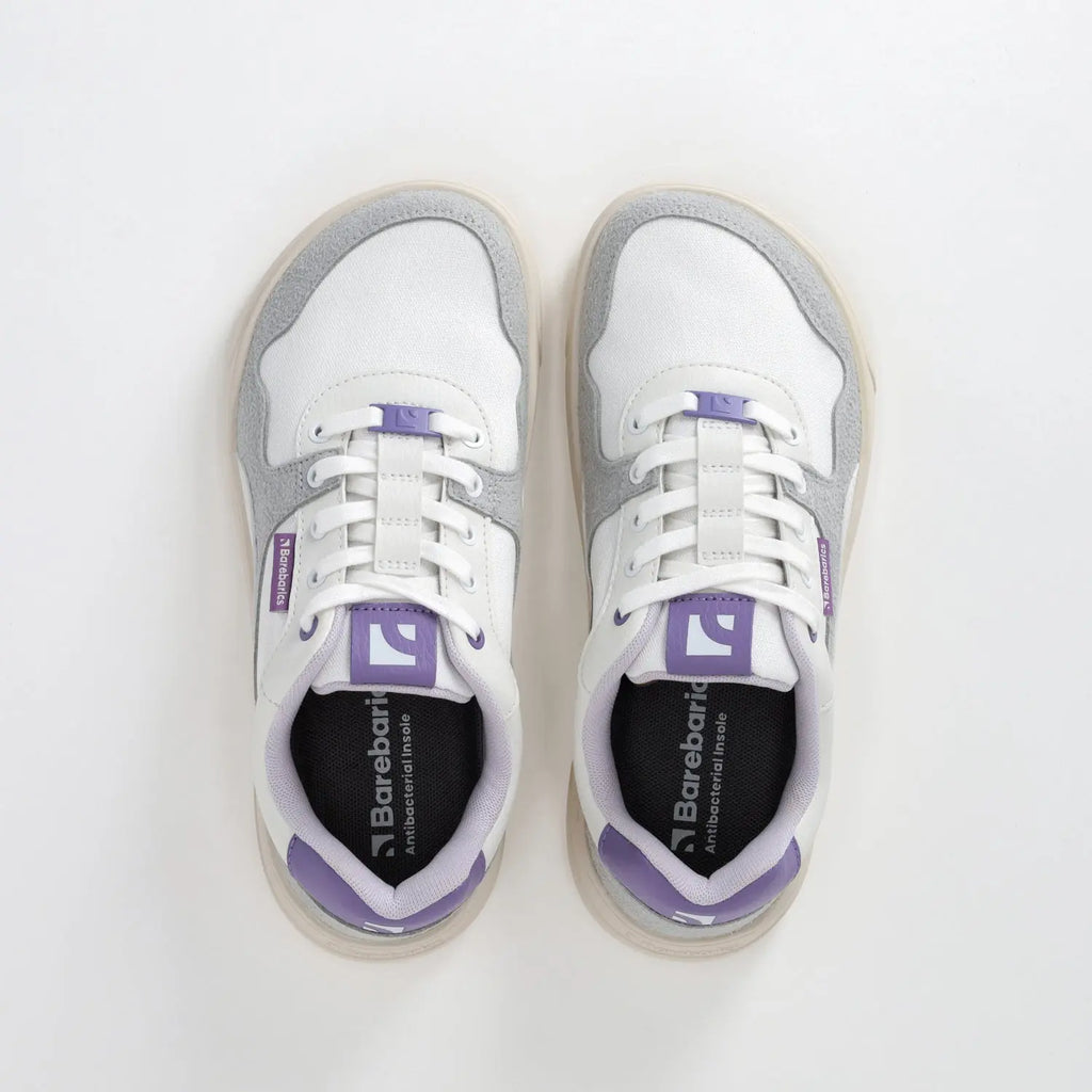 Barebarics - Zing White & Purple - Zapatillas barefoot unisex blanco y morado
