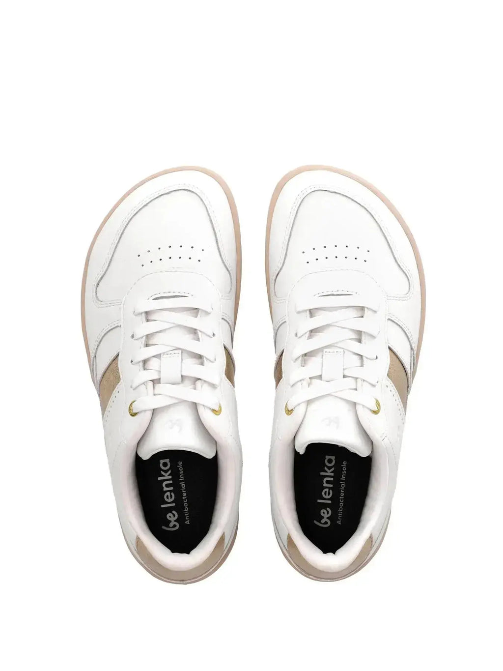 Be Lenka - Cellestia White & Gold - Zapatillas barefoot unisex blanco y dorado