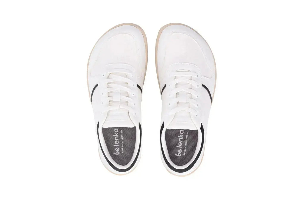 Be Lenka - Echo White & Black Vegan - Zapatillas barefoot unisex veganas blanco y negro