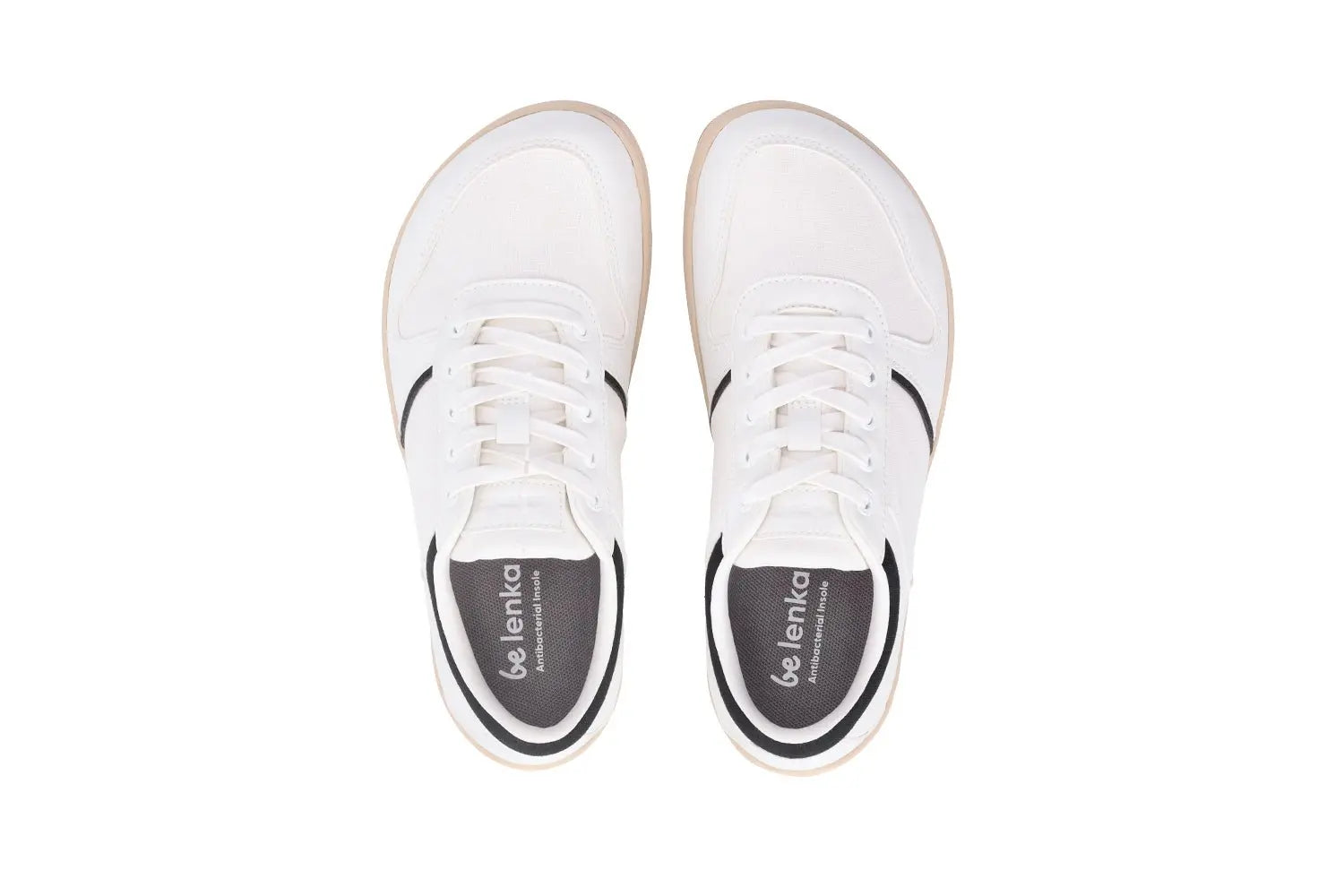 Be Lenka - Echo White & Black Vegan - Zapatillas barefoot unisex veganas blanco y negro