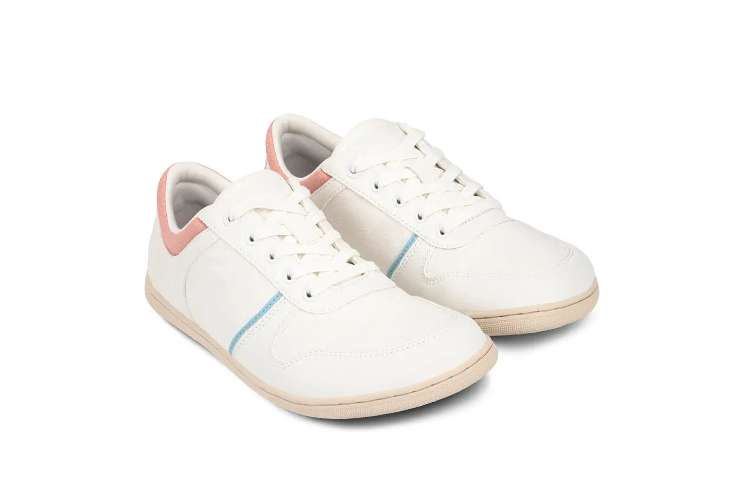 Be Lenka - Echo White & Cotton Candy Vegan - Zapatillas barefoot unisex veganas blanco y rosa