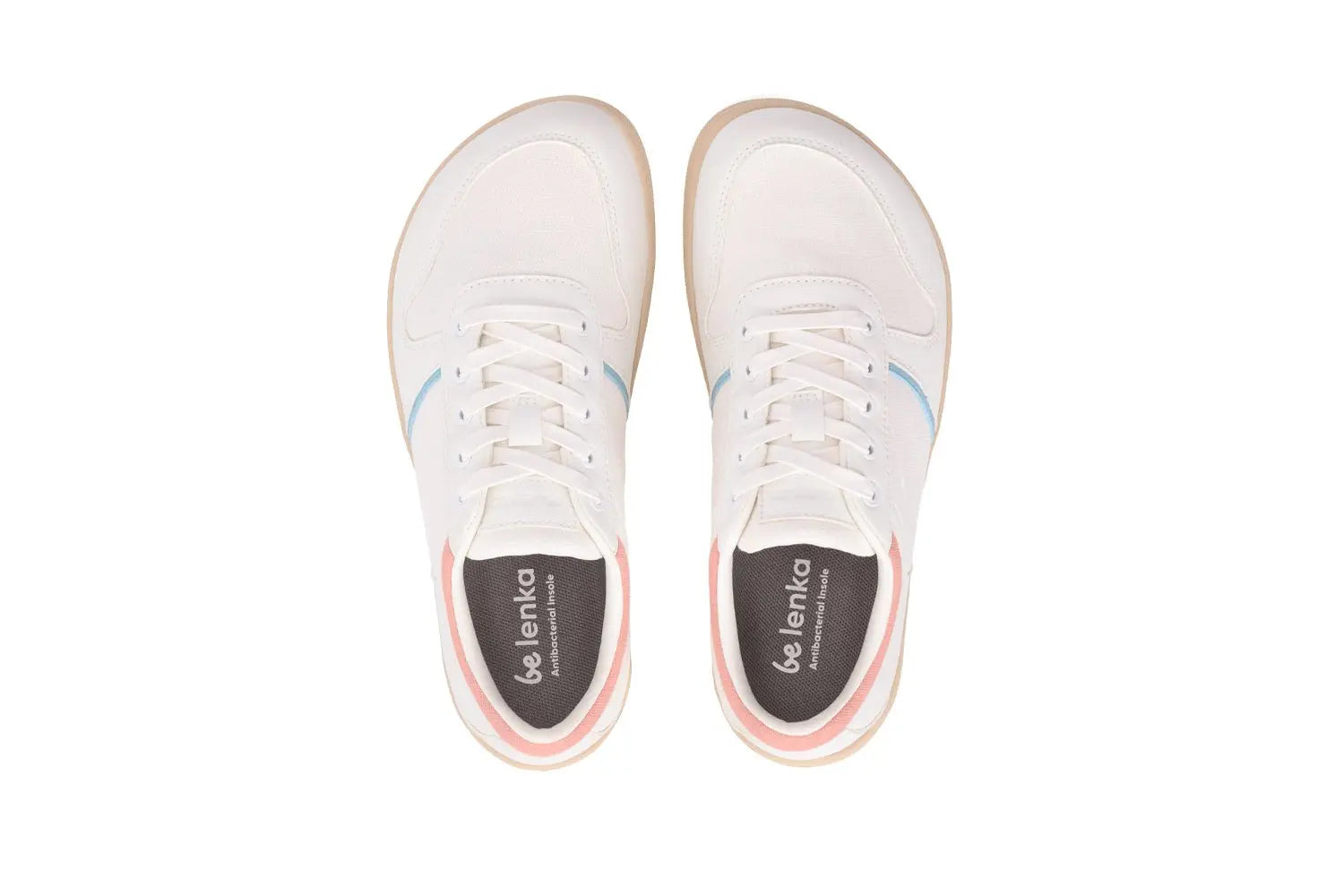Be Lenka - Echo White & Cotton Candy Vegan - Zapatillas barefoot unisex veganas blanco y rosa