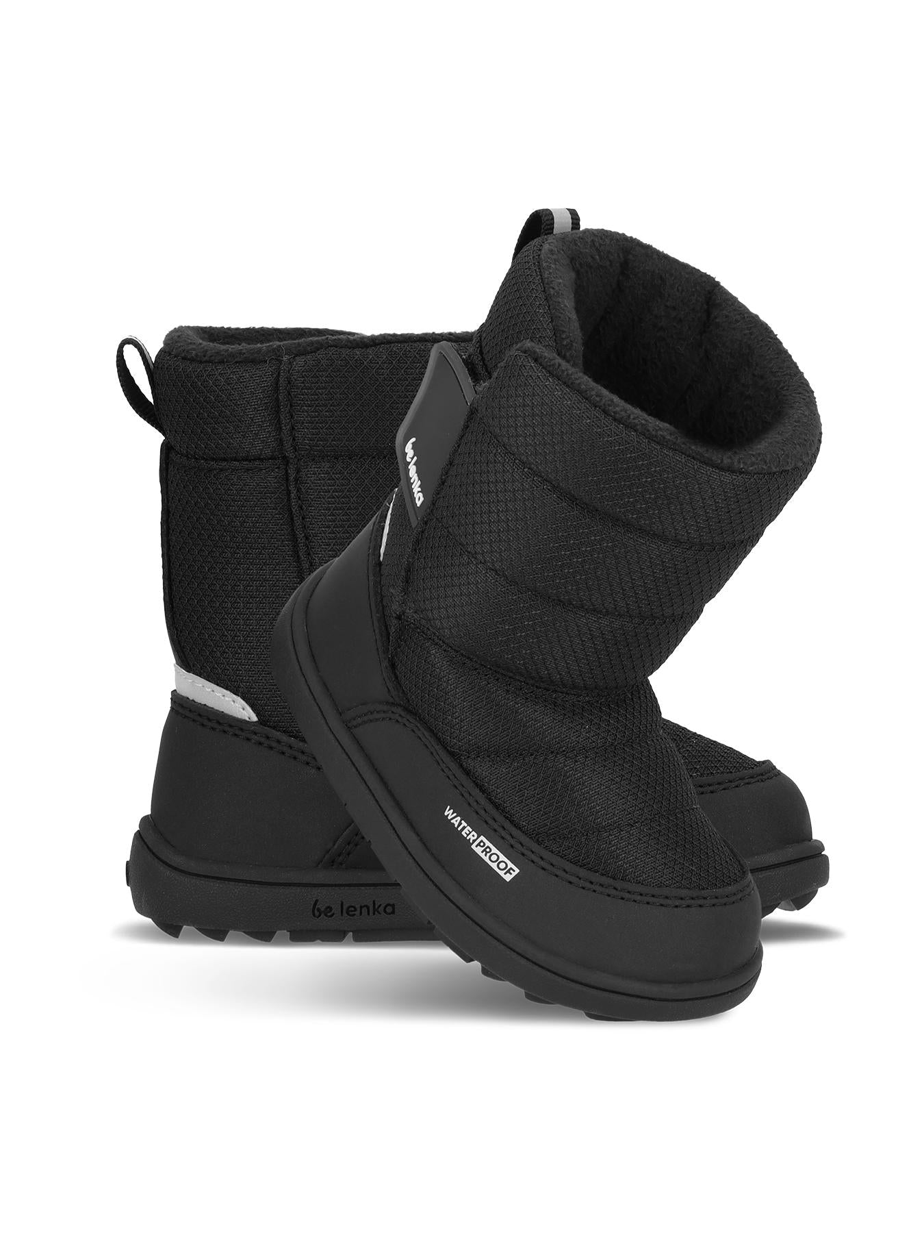 Be Lenka Kids - Ailo Preschool All Black - Botas de nieve descalzas