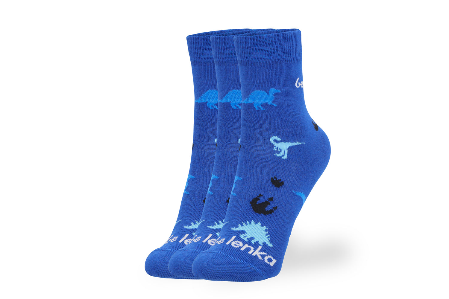 Be Lenka Kids - Crew Dino Royal Blue 3 pack - Calcetines barefoot-Be Lenka-Cacles Barefoot-Tienda de calzado barefoot respetuoso minimalista