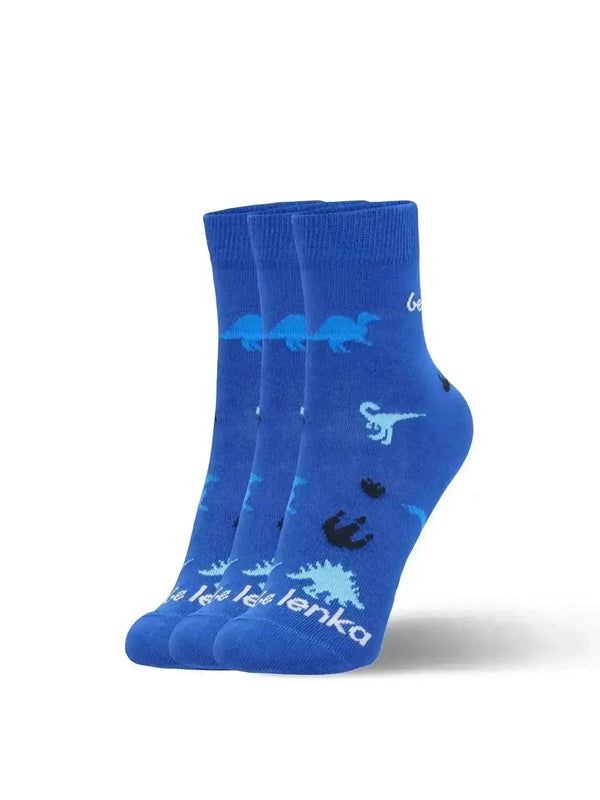 Be Lenka Kids - Crew Dino Royal Blue  3 pack - Calcetines barefoot