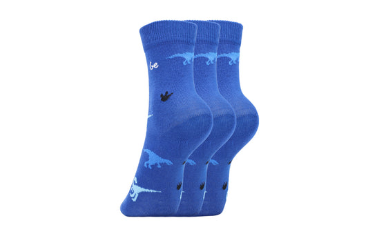 Be Lenka Kids - Crew Dino Royal Blue 3 pack - Calcetines barefoot-Be Lenka-Cacles Barefoot-Tienda de calzado barefoot respetuoso minimalista
