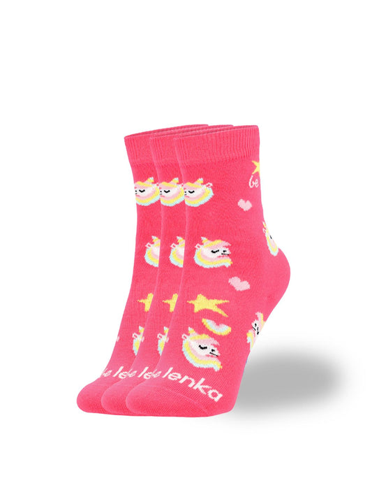 Be Lenka Kids - Crew Unicorn BubleGum Pink 3 pack - Calcetines barefoot
