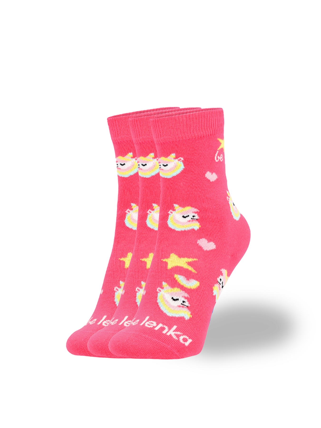 Be Lenka Kids - Crew Unicorn BubleGum Pink 3 pack - Calcetines barefoot-Be Lenka-Cacles Barefoot-Tienda de calzado barefoot respetuoso minimalista