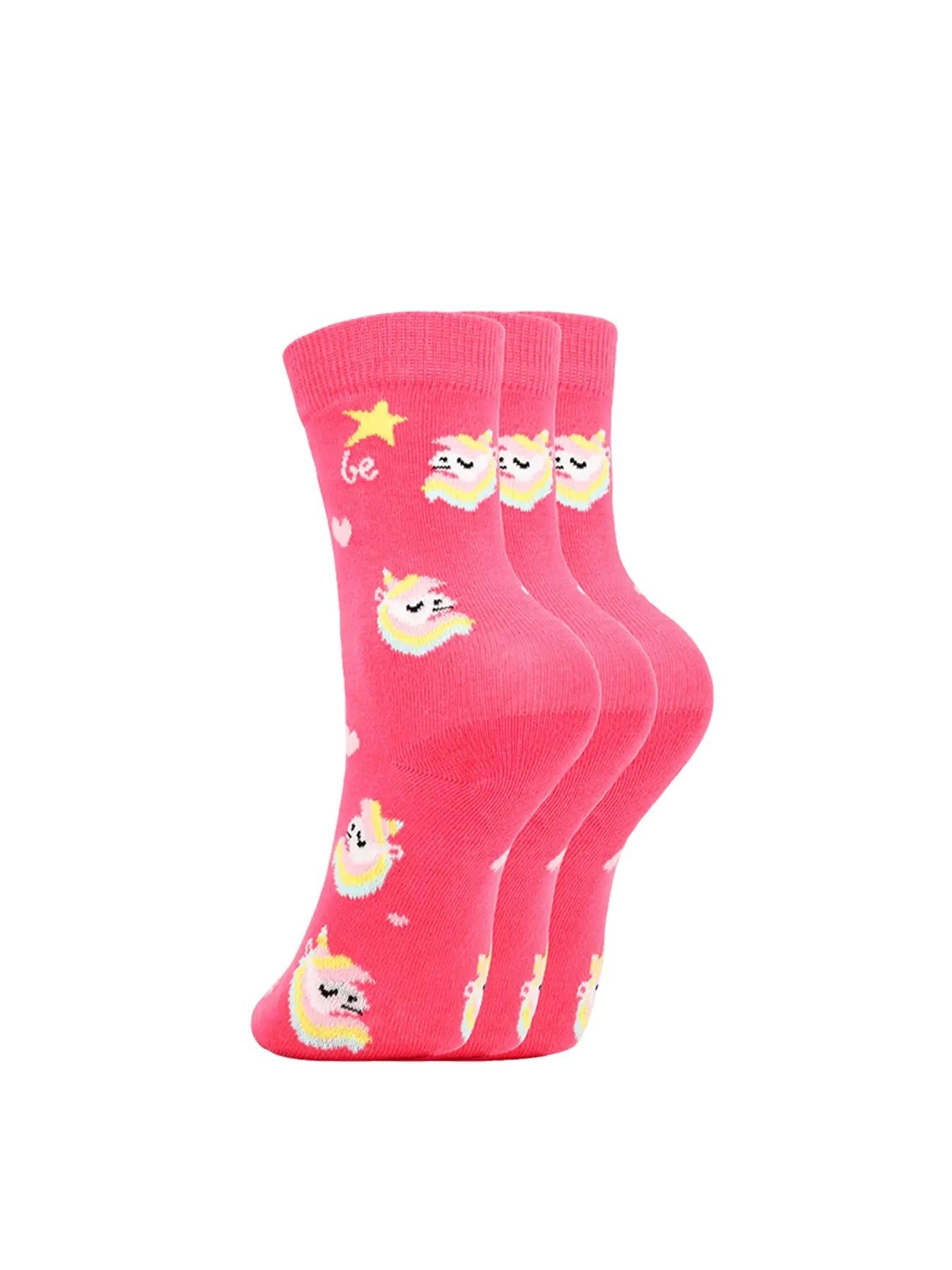 Be Lenka Kids - Crew Unicorn BubleGum Pink 3 pack - Calcetines barefoot - Cacles Barefoot
