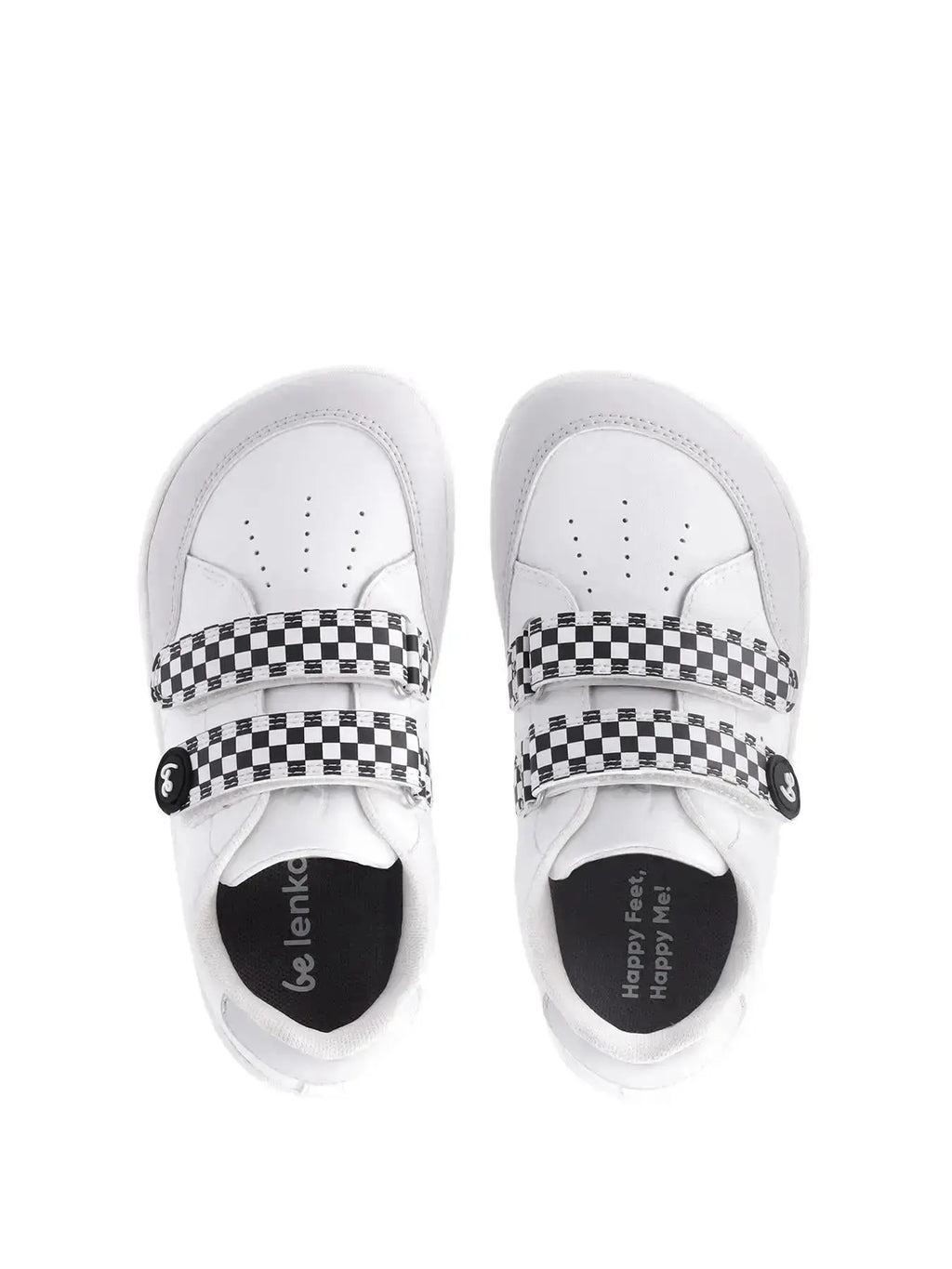 Be Lenka Kids - Energise White & Checkerboard - Zapatillas barefoot infantiles blancas