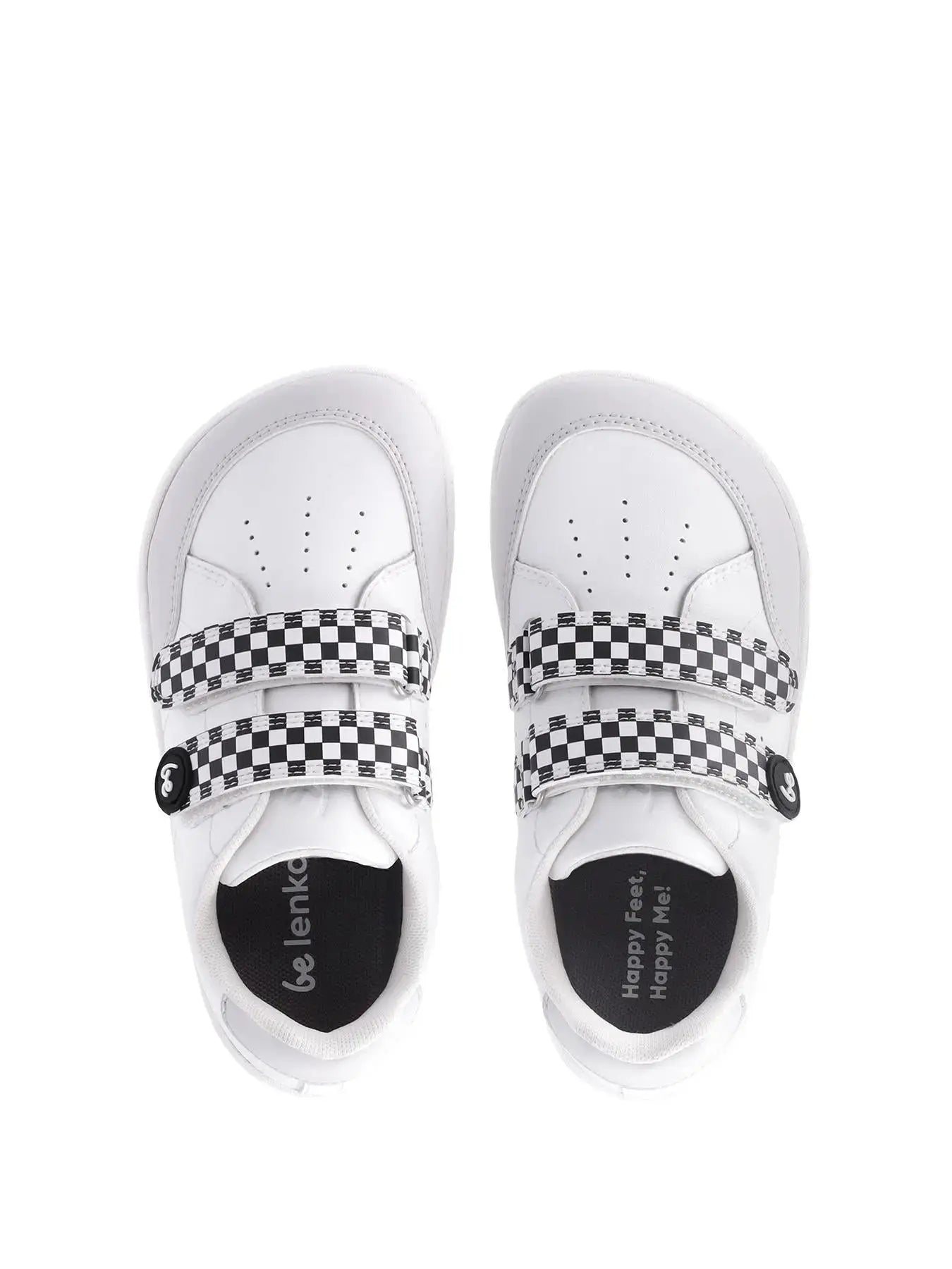 Be Lenka Kids - Energise White & Checkerboard - Zapatillas barefoot infantiles blancas