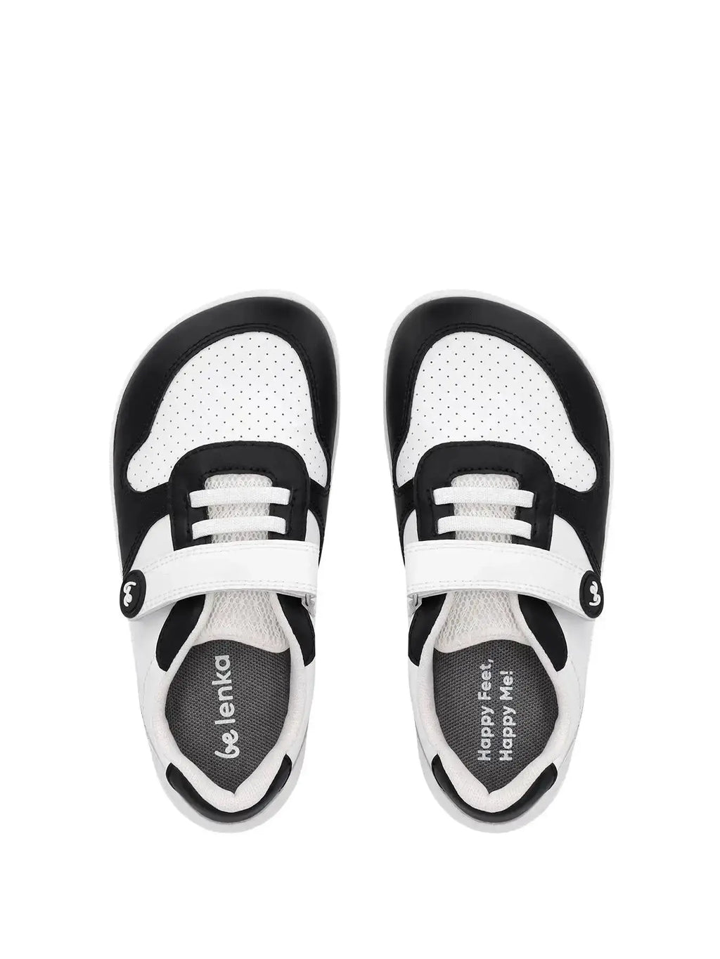 Be Lenka Kids - Scoot White & Black - Zapatillas Barefoot infantiles blancas y negras