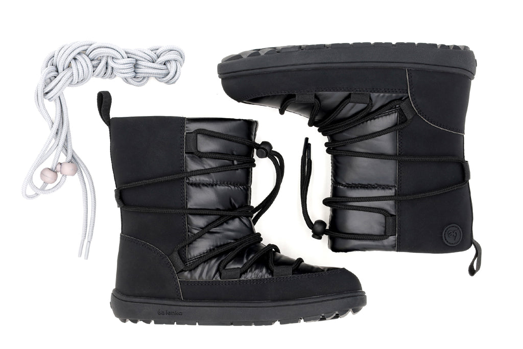 Be Lenka Kids - Snowfox All Black - Barefoot Snow Boots