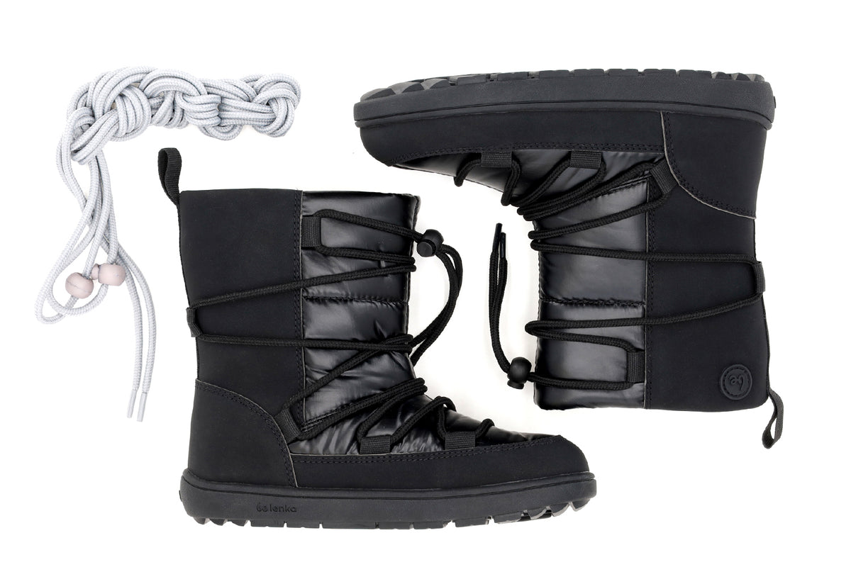 Be Lenka Kids - Snowfox All Black - Barefoot Snow Boots