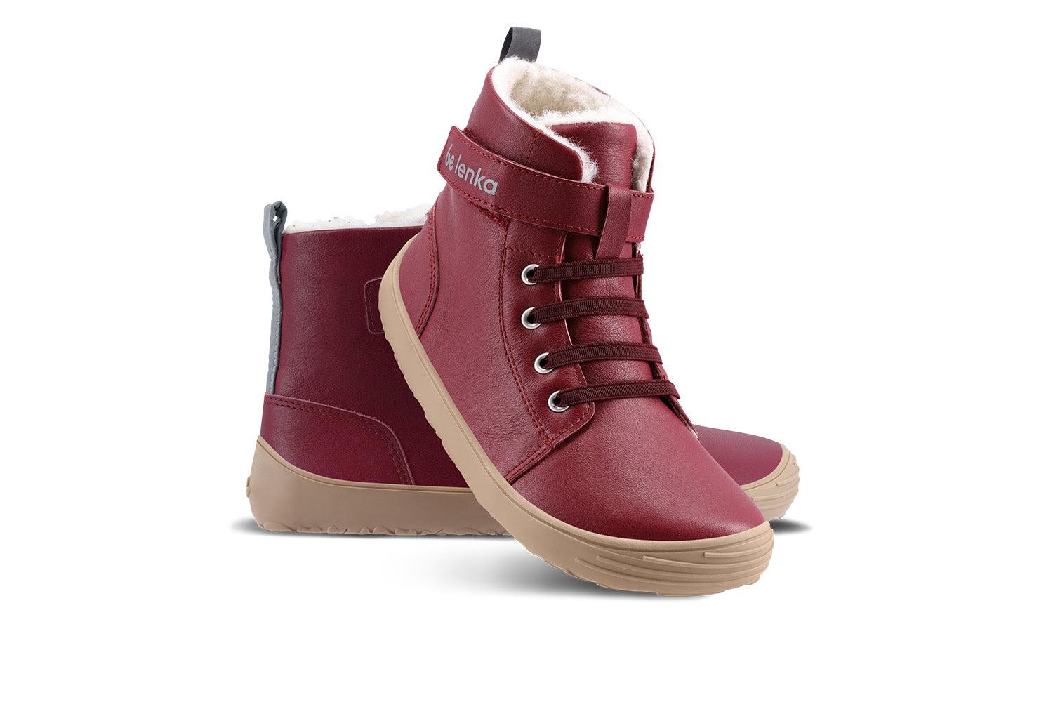 Be Lenka Kids - Winter Dark Cherry Red - Botines de invierno barefoot-Be Lenka-Cacles Barefoot-Tienda de calzado barefoot respetuoso minimalista