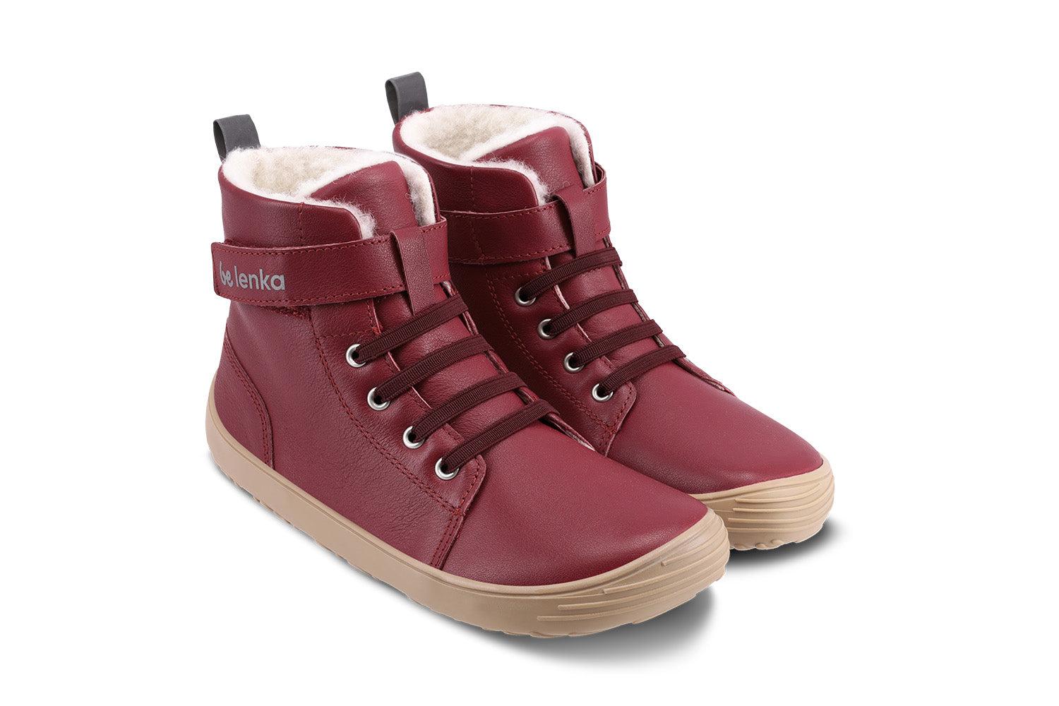 Be Lenka Kids - Winter Dark Cherry Red - Botines de invierno barefoot-Be Lenka-Cacles Barefoot-Tienda de calzado barefoot respetuoso minimalista