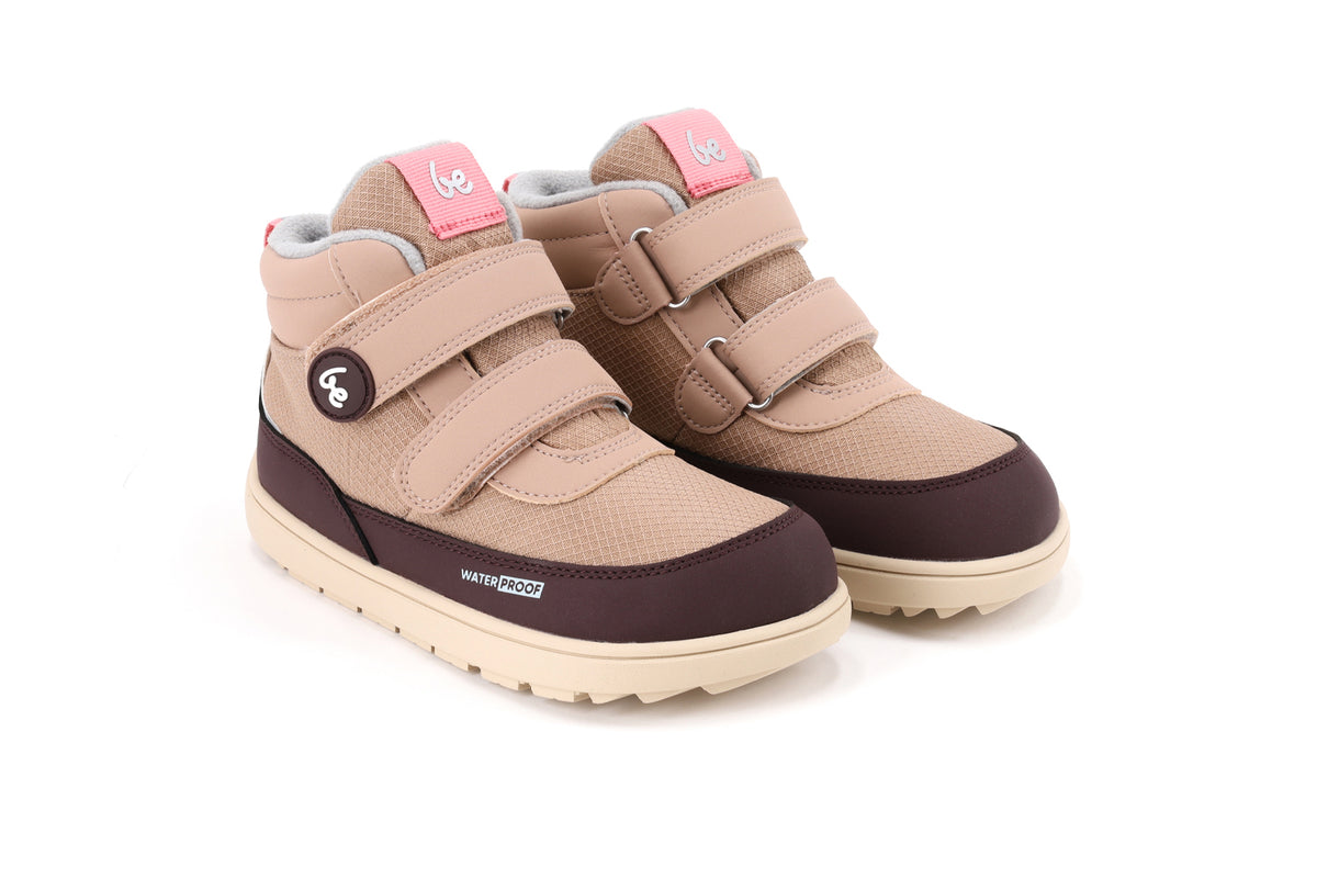 Be Lenka Kids - Zippu Beige & Burgundy - Botas barefoot de invierno