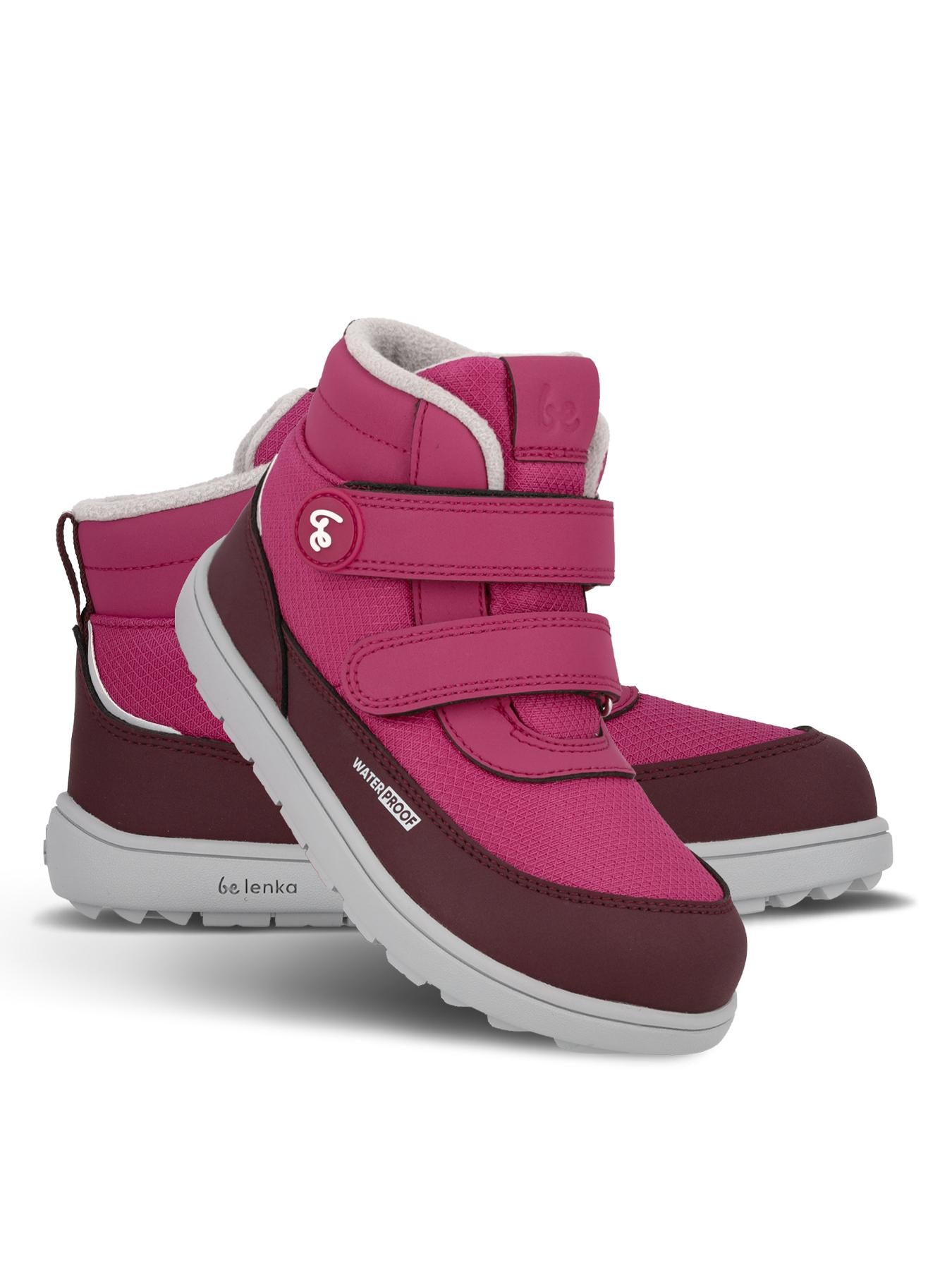 Be Lenka Kids - Zippu Berry & Grey - Zapatos barefoot de invierno