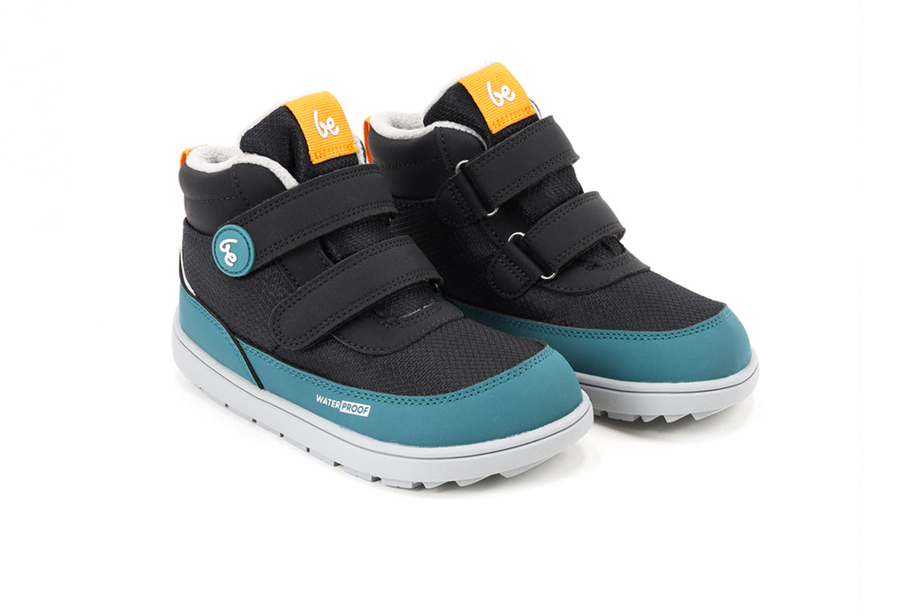 Be Lenka Kids - Zippu Black & Green - Winter barefoot shoes