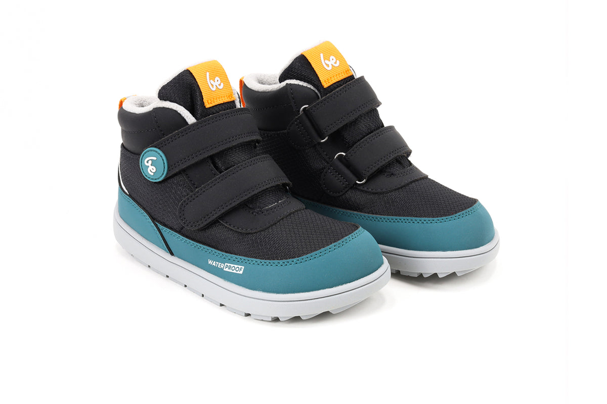 Be Lenka Kids - Zippu Black & Green - Winter barefoot shoes