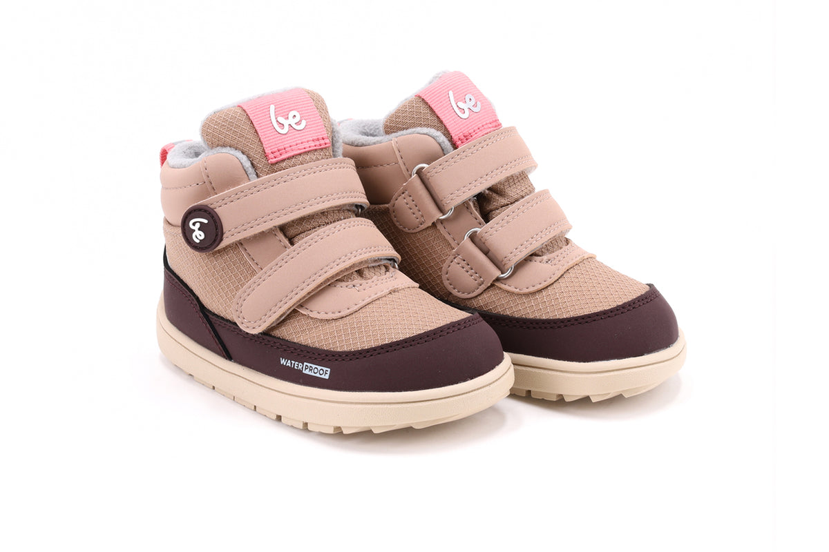 Be Lenka Kids - Zippu Preschool Beige & Burgundy - Botas barefoot de invierno