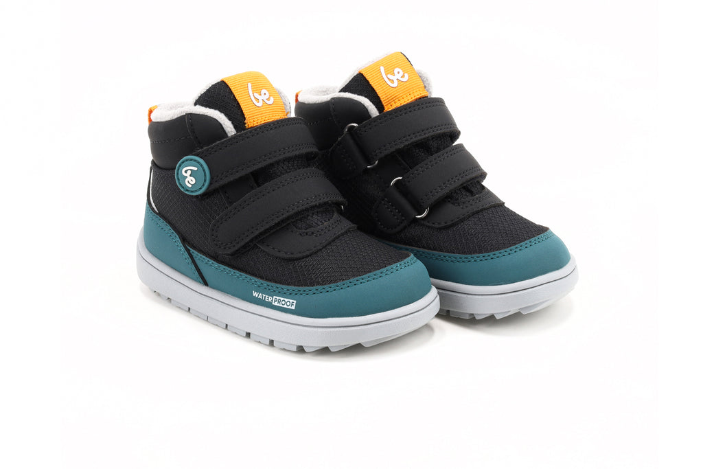 Be Lenka Kids - Zippu Preschool Black & Green - Winter barefoot shoes