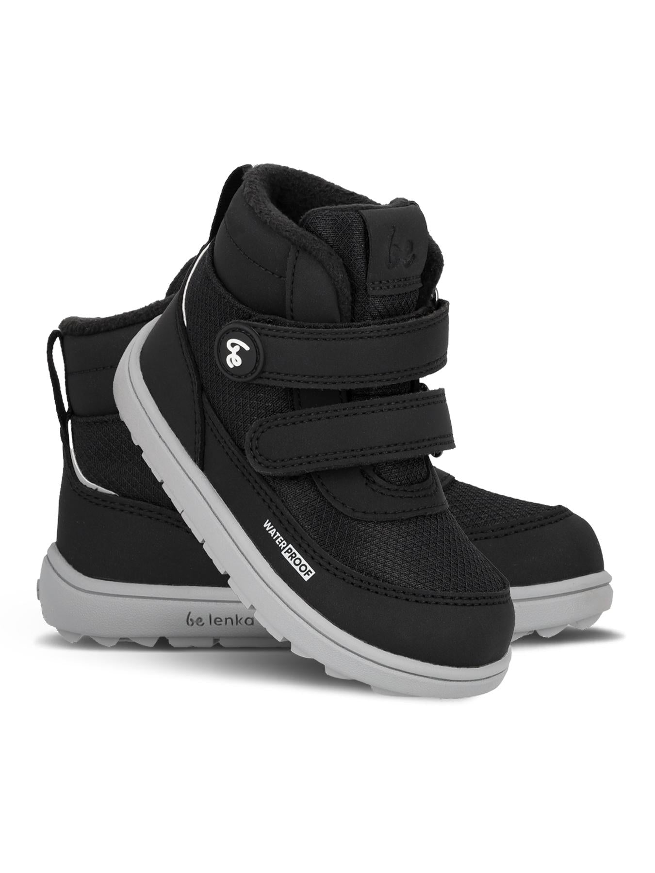 Be Lenka Kids - Zippu Preschool Black & Grey - Zapatos barefoot de invierno