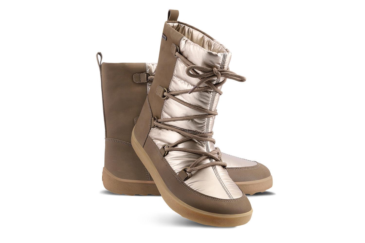 Be Lenka - Snowfox Woman Champagne & Brown - Botines de invierno barefoot-Be Lenka-Cacles Barefoot-Tienda de calzado barefoot respetuoso minimalista