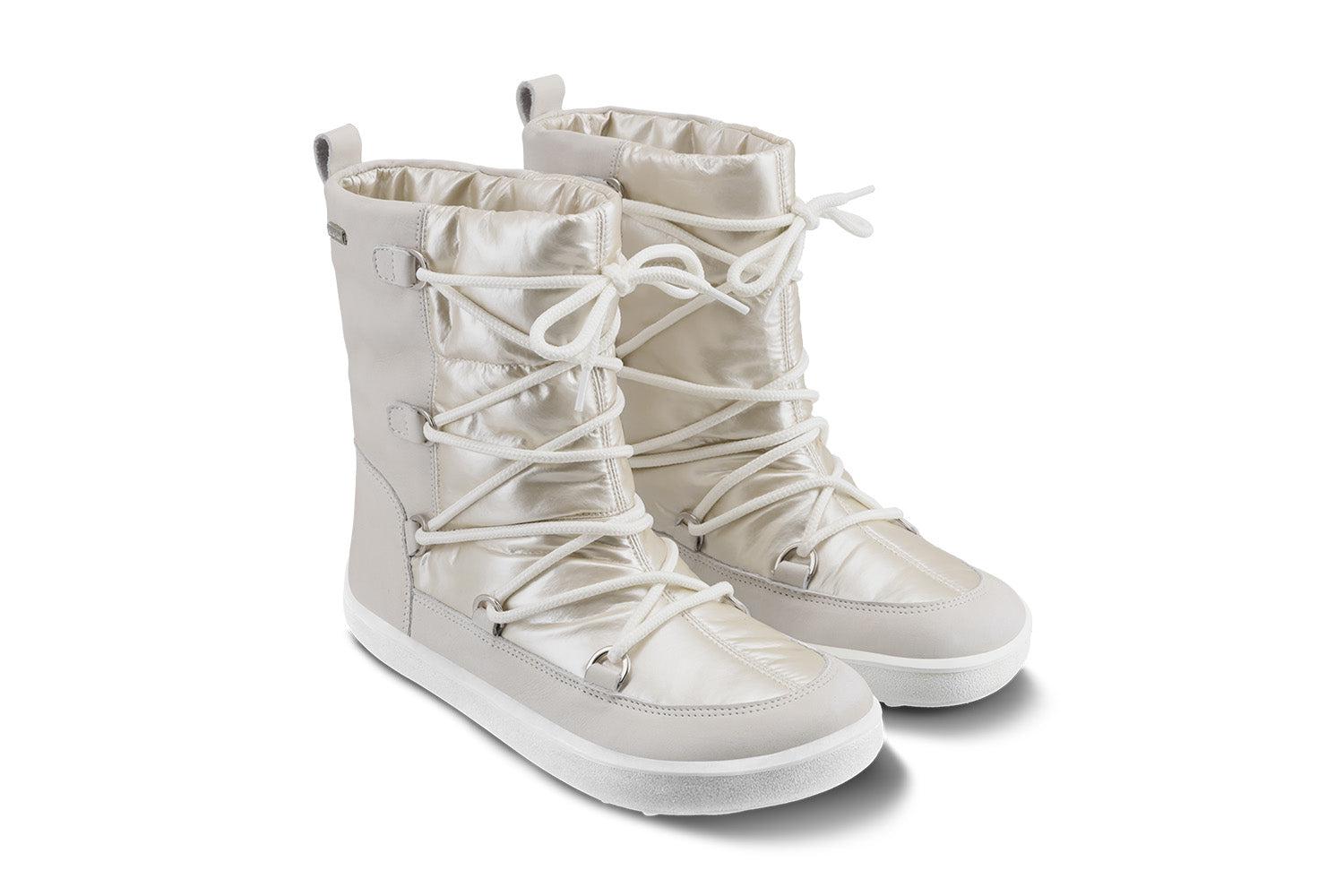 Be Lenka - Snowfox Woman Pearl White - Botines de invierno barefoot-Be Lenka-Cacles Barefoot-Tienda de calzado barefoot respetuoso minimalista