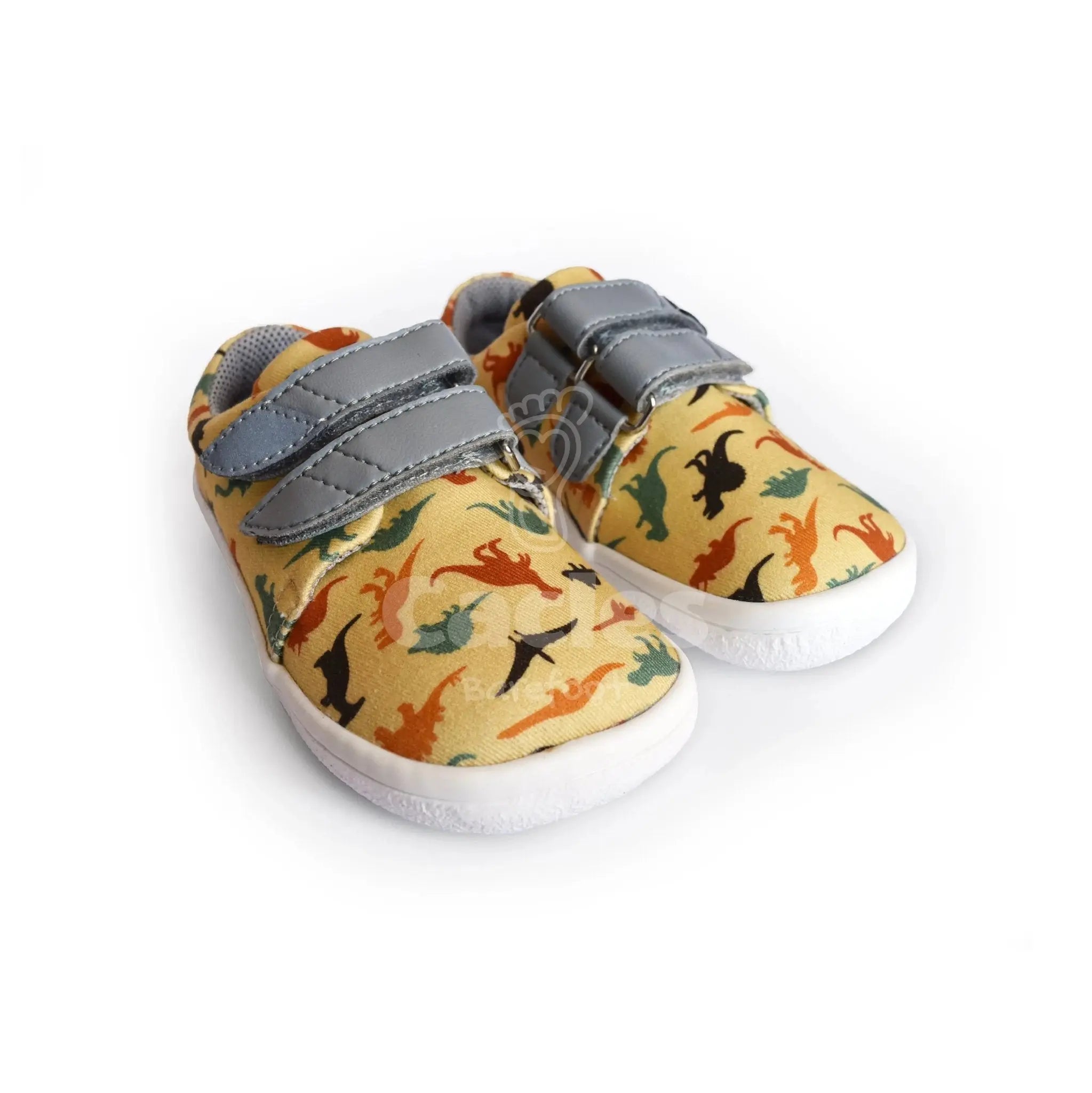 Beda - BF 0001/TEX/W Dinosaur - Lonetas Barefoot infantiles amarillas con estampado de dinosaurios