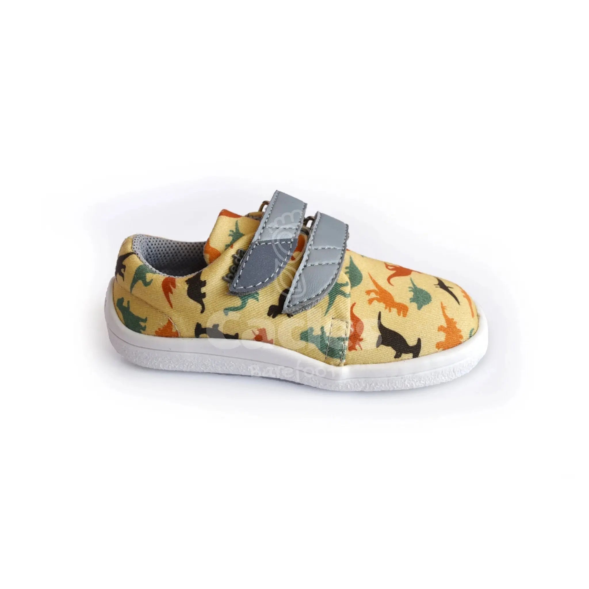 Beda - BF 0001/TEX/W Dinosaur - Lonetas Barefoot infantiles amarillas con estampado de dinosaurios