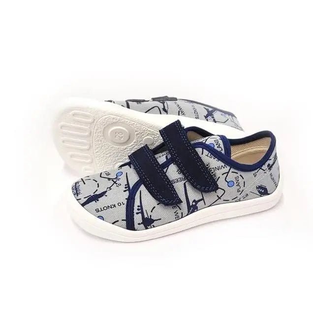Beda - BFN 170040/TEX/W Aeroplane - Lonetas Barefoot infantiles grises con estampado de aviones