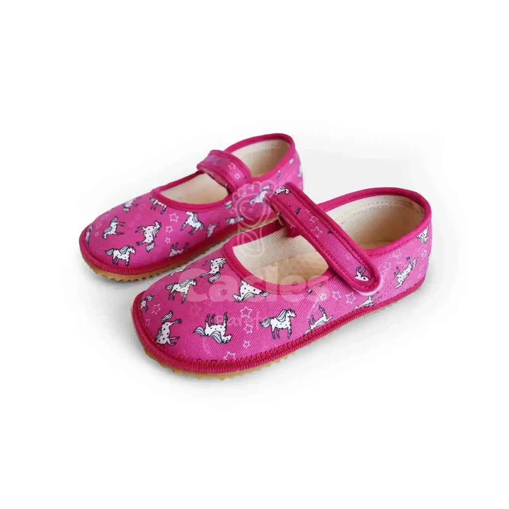 Beda - Unicorn - Bailarinas respetuosas infantiles rosas con estampado de unicornios
