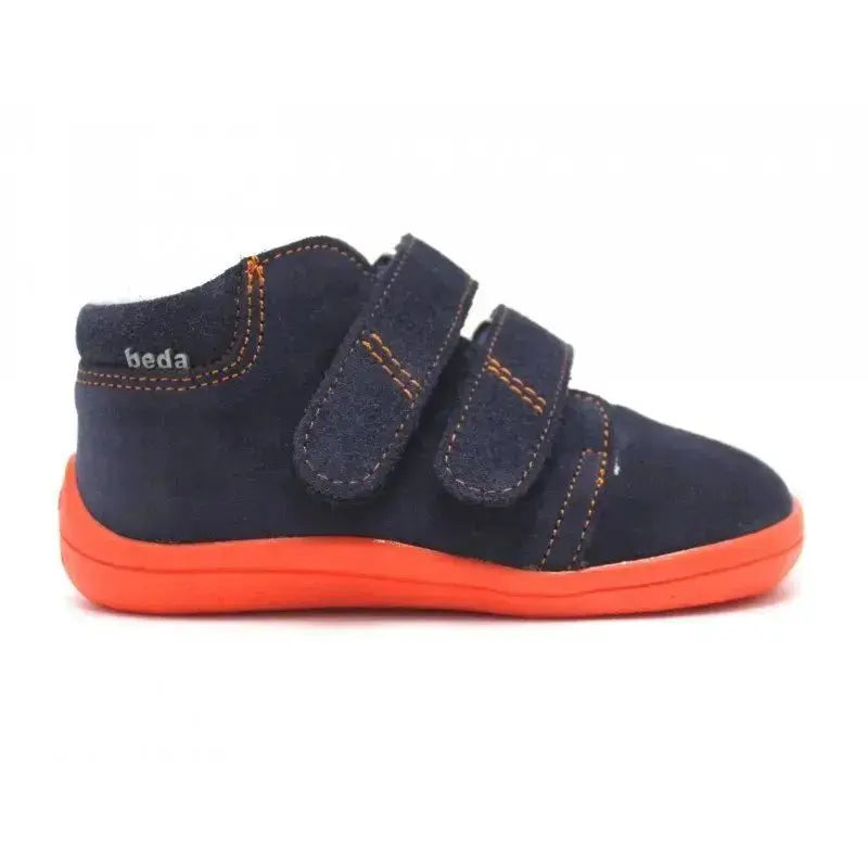 Beda barefoot - Blue Mandarine - botines barefoot infantiles con membrana y forro de borreguito azul marino