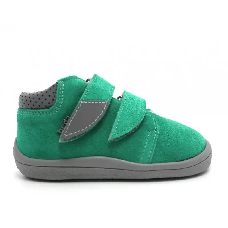 Beda barefoot - Sam - botines barefoot infantiles con membrana y forro de borreguito verdes