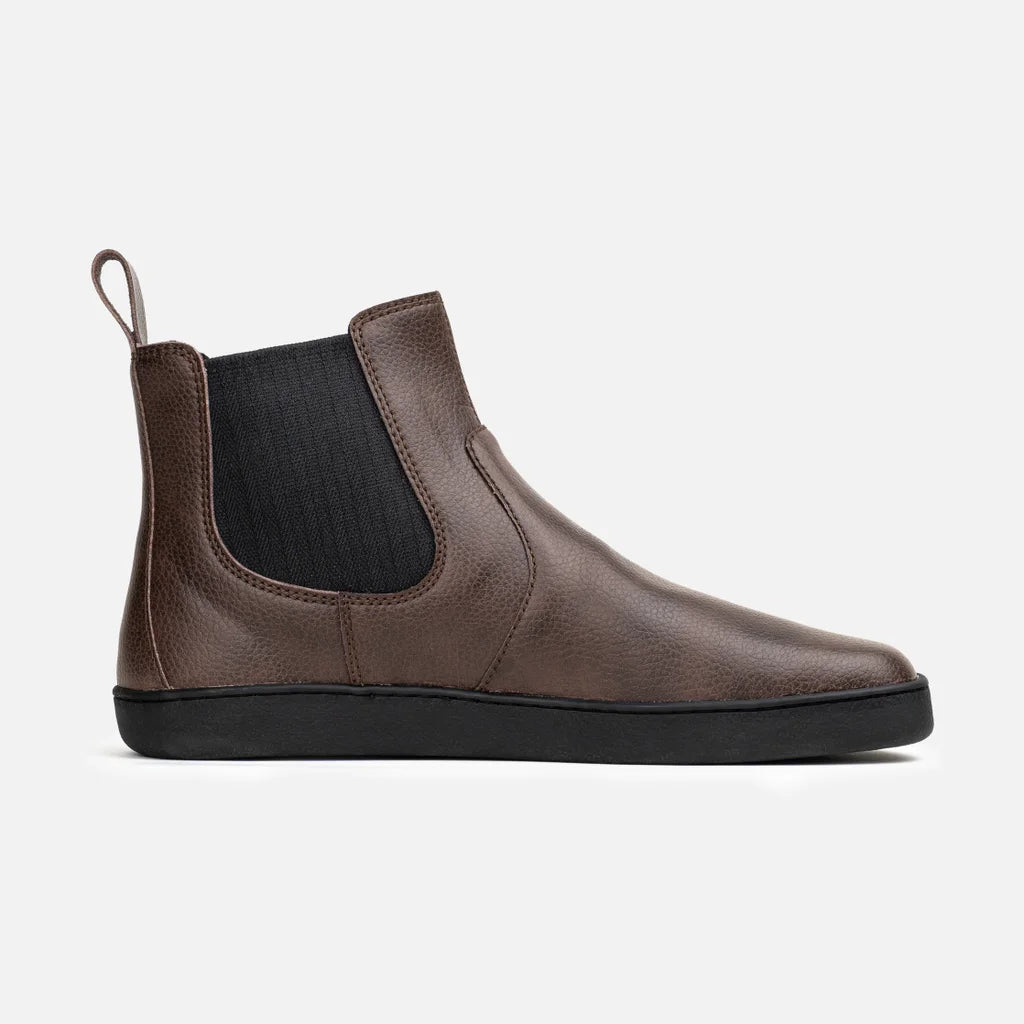Bohempia Lumi Dark Chocolate - Botas Chelsea Barefoot veganas unisex marrón oscuro