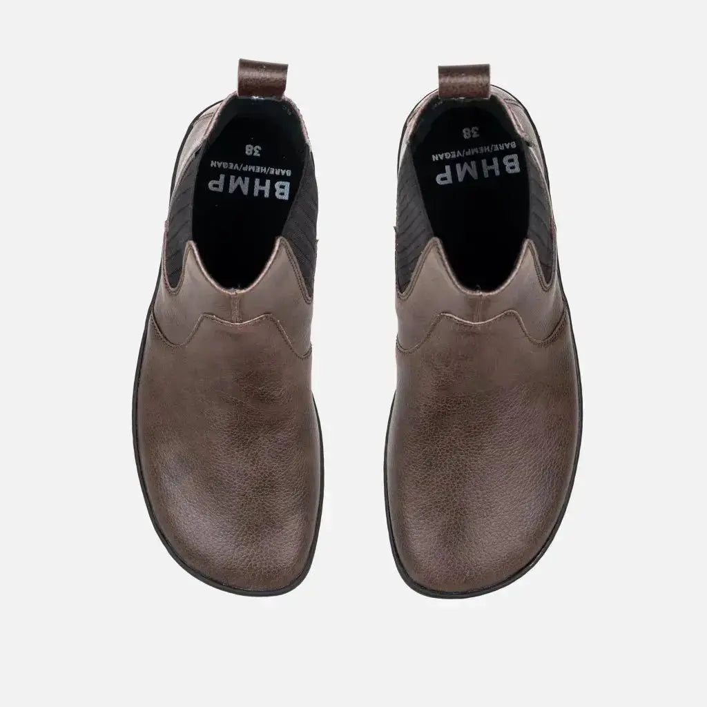 Bohempia - Lumi Dark Chocolate - Botas Chelsea Barefoot veganas unisex marrón oscuro