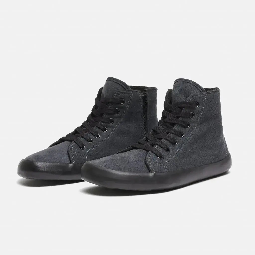 Bohempia - Olen Charcoal & Black - Botines barefoot veganos con forro unisex negros