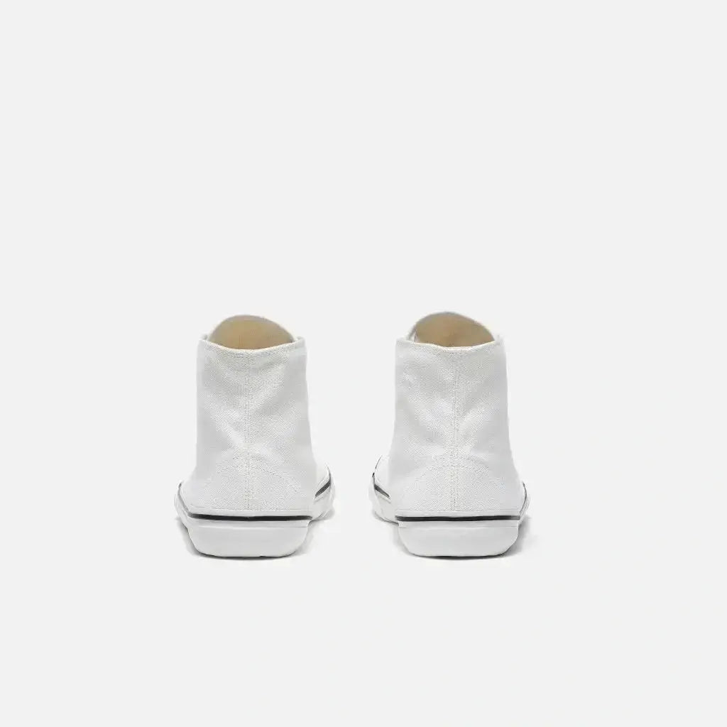 Bohempia - Orik 2.0 White & White - Zapatillas barefoot veganas de caña alta unisex blancas