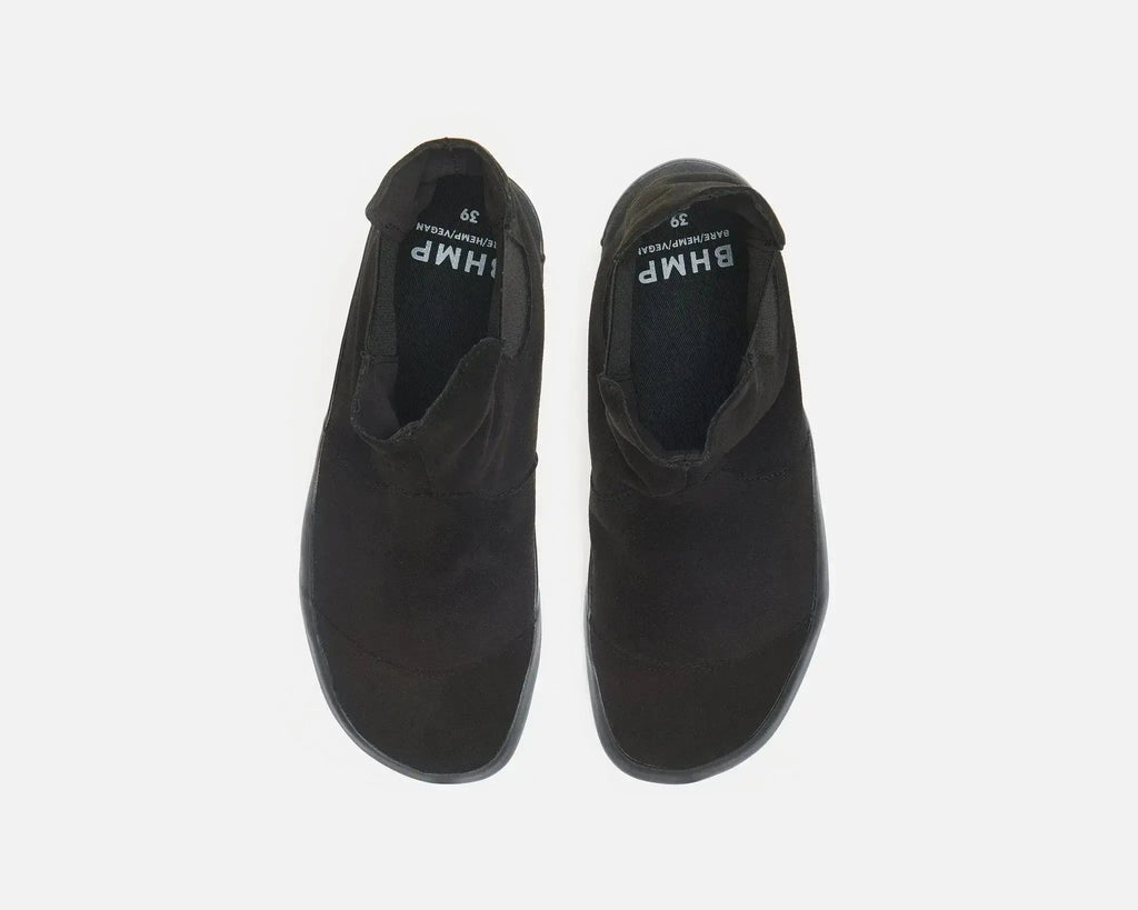 Bohempia - Rola Black & Black - Botas chelsea barefoot veganas unisex negras