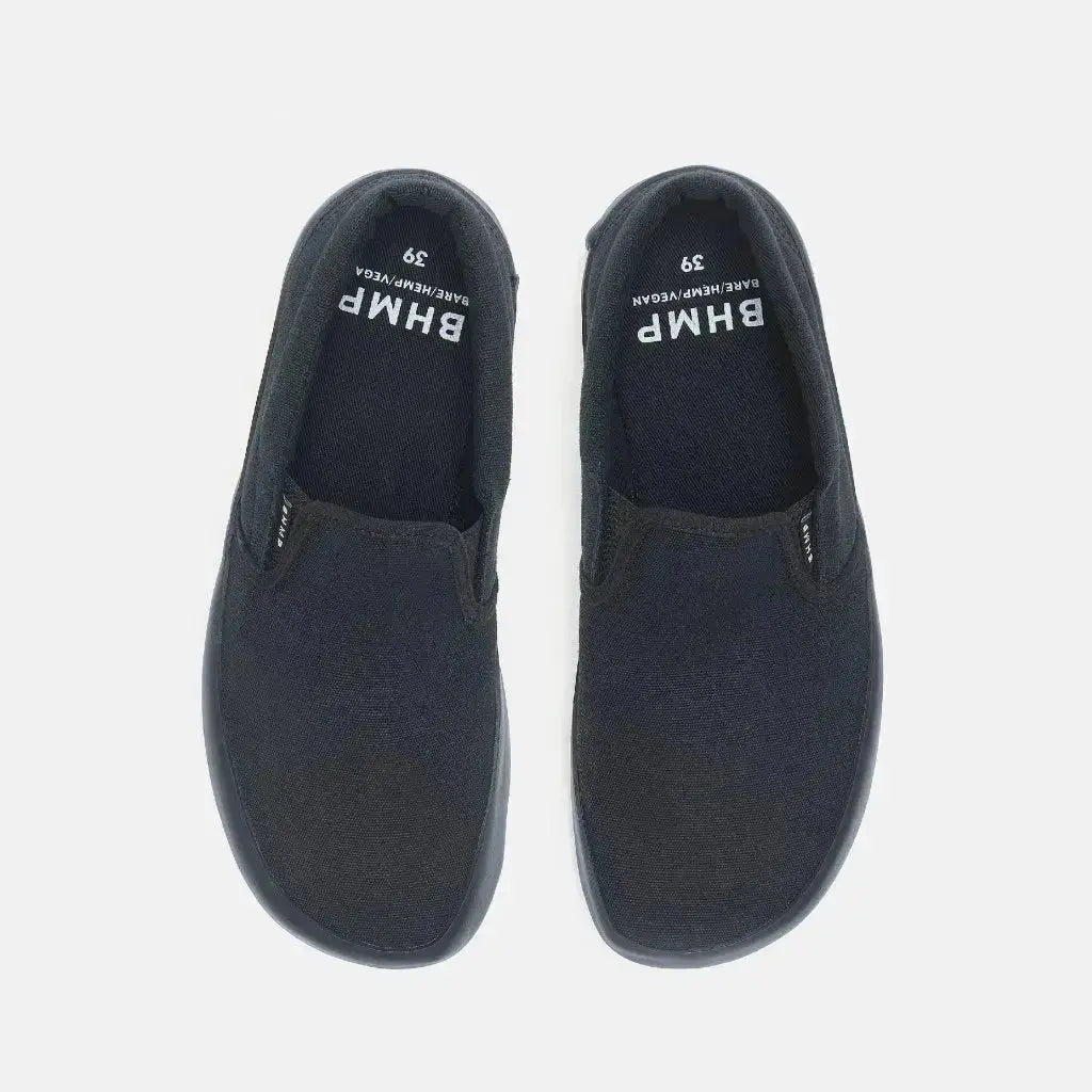 Bohempia Vikla 2.0 Black & Black - Zapatillas sin cordones barefoot unisex veganas negras