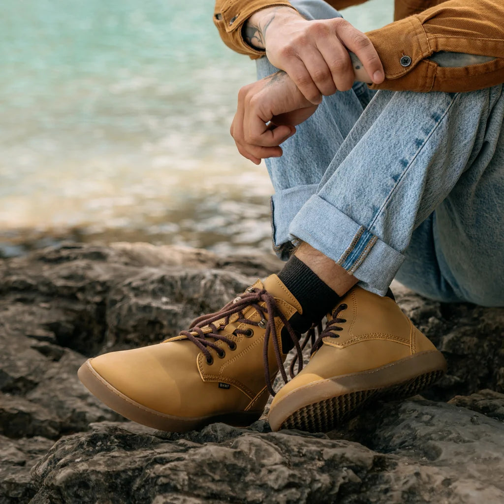 Bohempia Yura Mustard - Botas barefoot veganas unisex mostaza