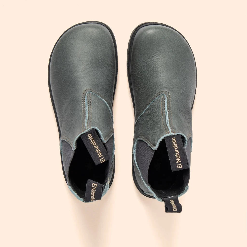 El Naturalista Nómada 5262A Alpine Grass Petrol - Botines Chelsea barefoot de mujer grises-Botas Chelsea-El Naturalista-Cacles Barefoot