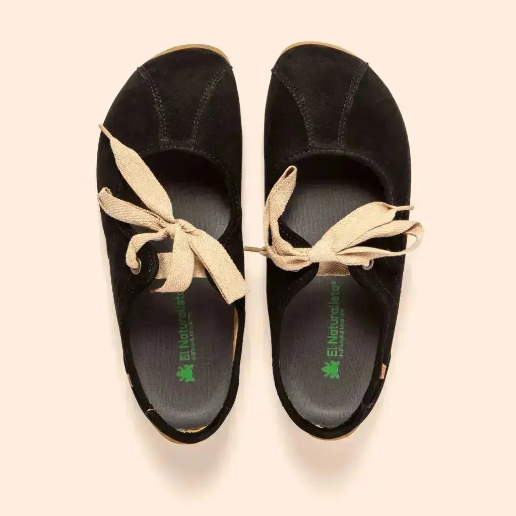 El Naturalista - Ondina Nobuck Black - Merceditas barefoot de cordones
