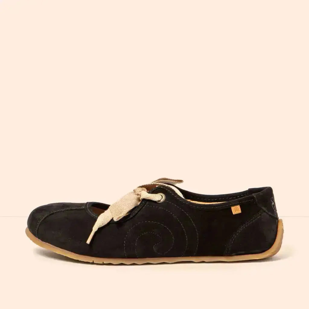 El Naturalista - Ondina Nobuck Black - Merceditas barefoot de cordones