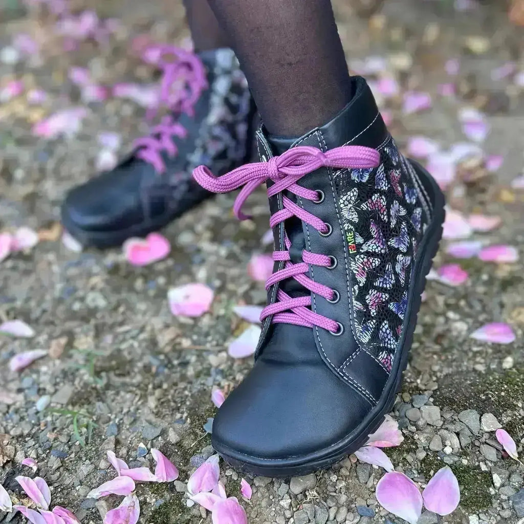 Fare Bare - AVILA All Year Butterfly Black - Botines barefoot bajos sin forro