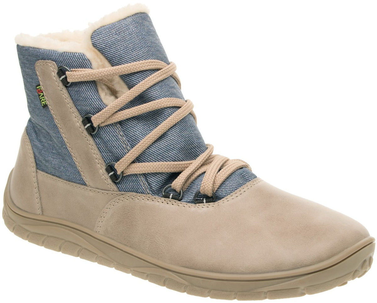 Fare Bare Aspenky Beige - Botines barefoot impermeables calientes unisex beige