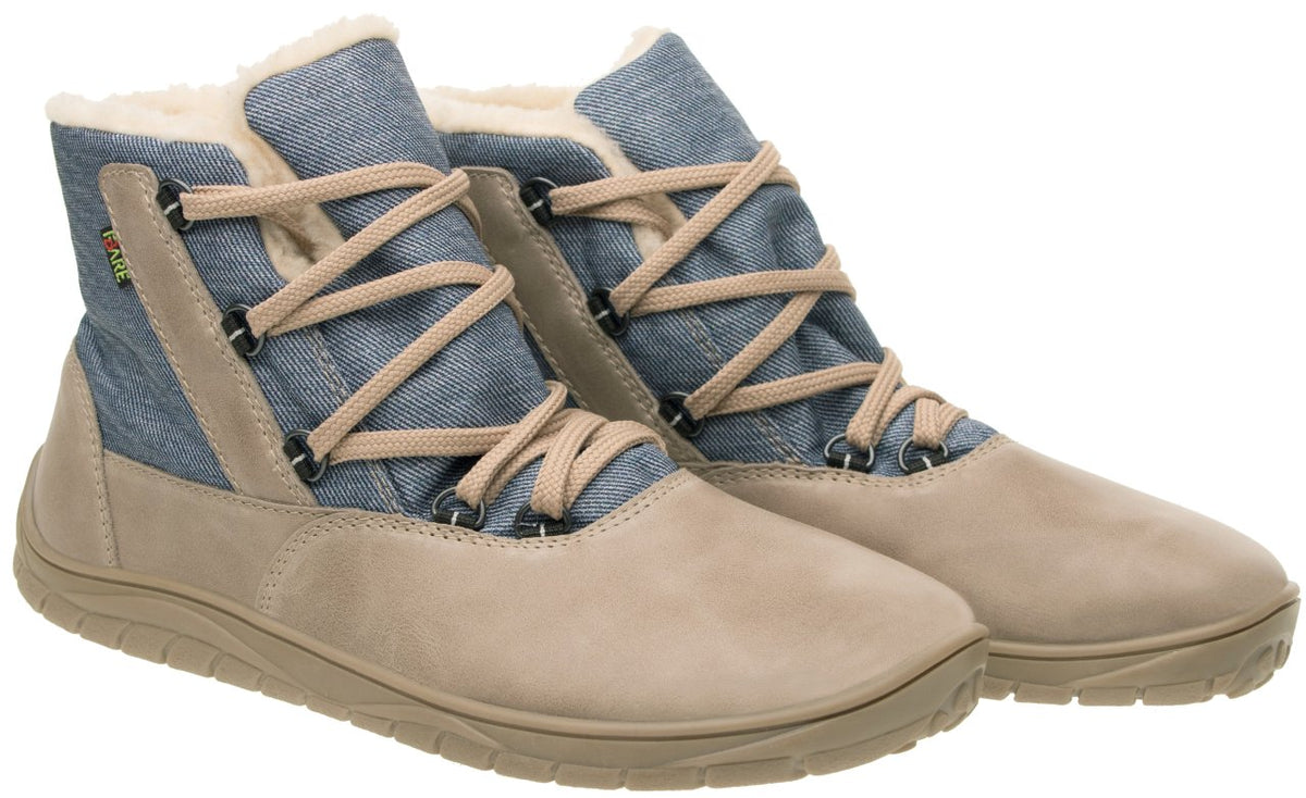 Fare Bare Aspenky Beige - Botines barefoot impermeables calientes unisex beige